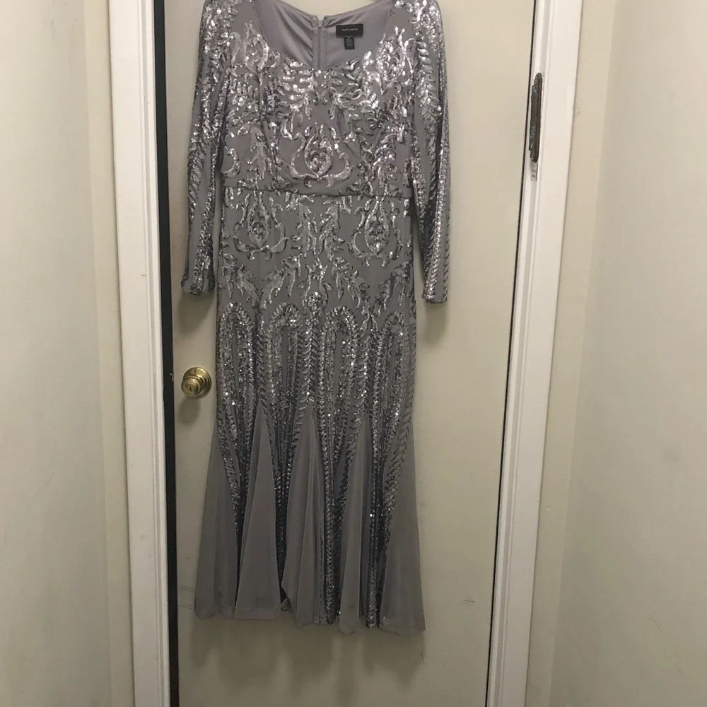 R&M Richards Silver Long Sleeve Dress